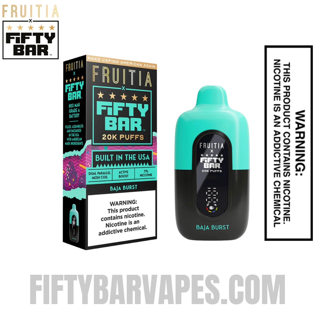 Baja Burst Fruitia X Fifty Bar 20K Vape With Package Box Baja Burst Fruitia X Fifty Bar 20K Vape With Package Box