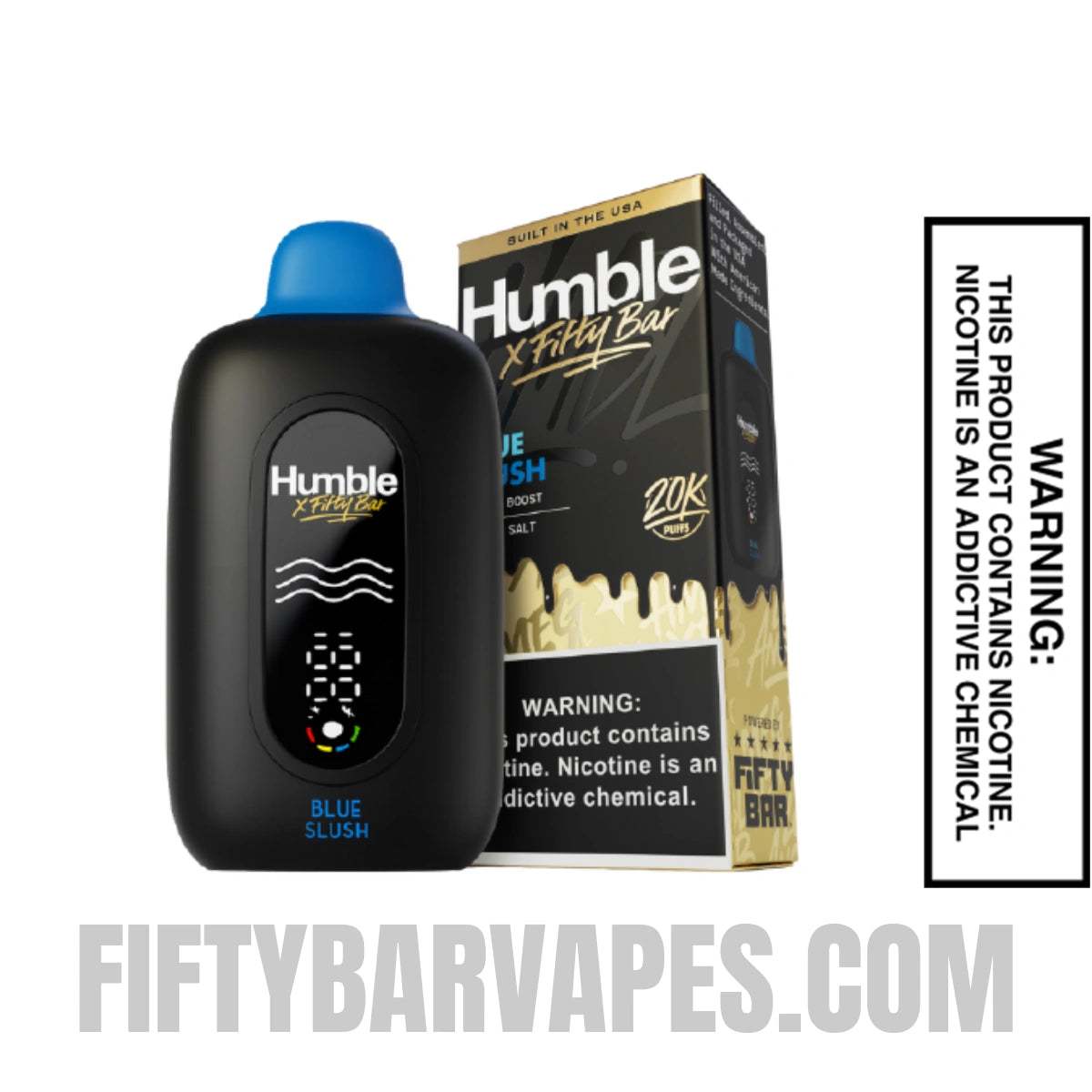 Blue Slush Humble x Fifty Bar 20K Disposable Vape with package box Blue Slush Humble x Fifty Bar 20K Disposable Vape with package box