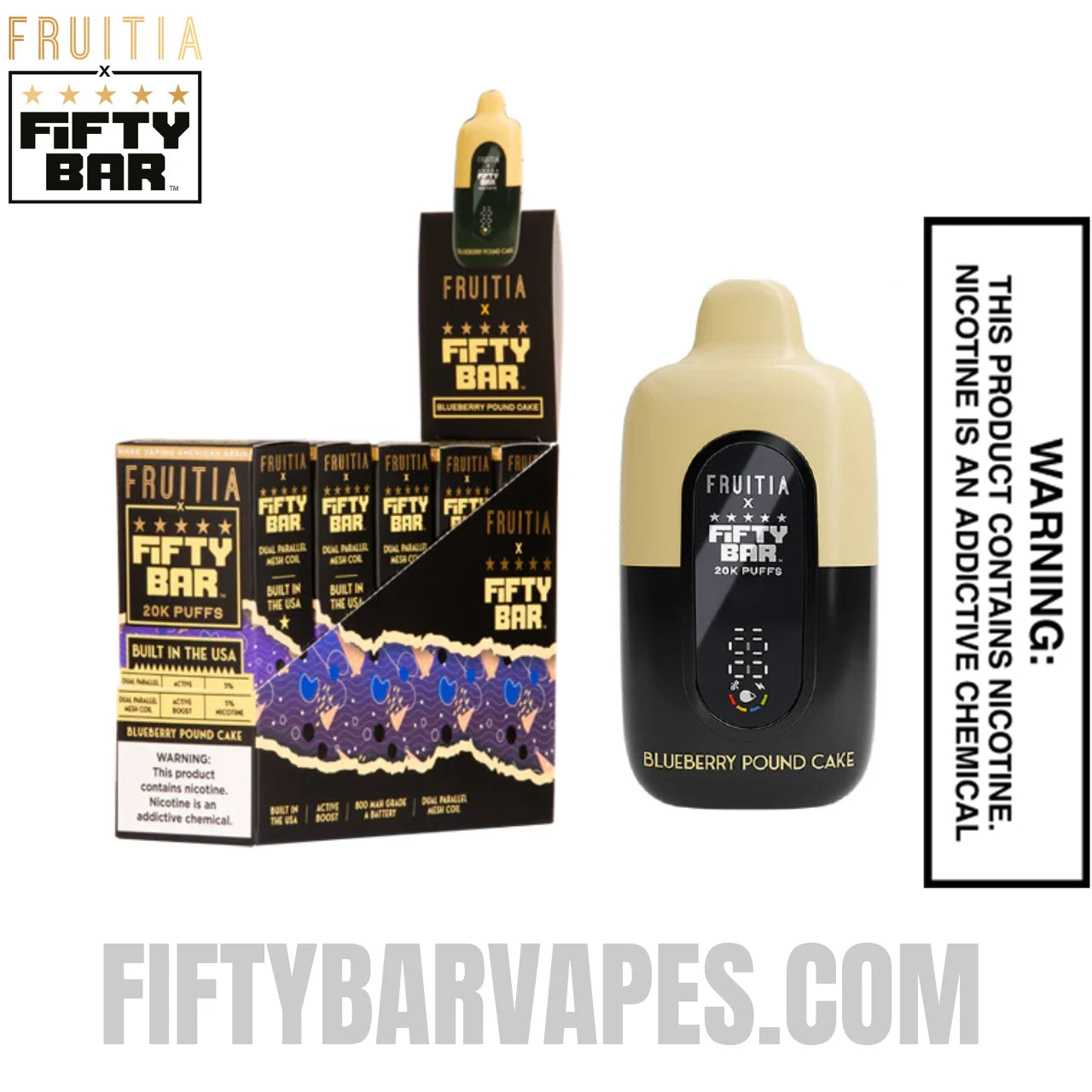 Blueberry Pound Cake Fruitia X Fifty Bar 20K Vape With Bundle Pack Blueberry Pound Cake Fruitia X Fifty Bar 20K Vape With Bundle Pack