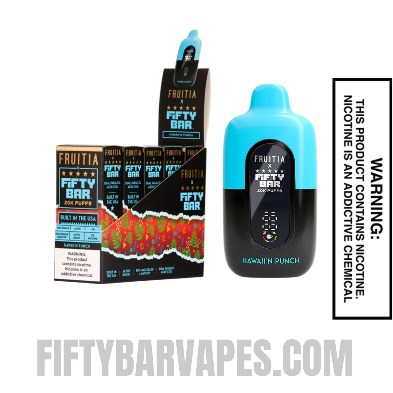 Hawaii'n Punch Fruitia X Fifty Bar 20K Vape With Bundle Pack Hawaii'n Punch Fruitia X Fifty Bar 20K Vape With Bundle Pack