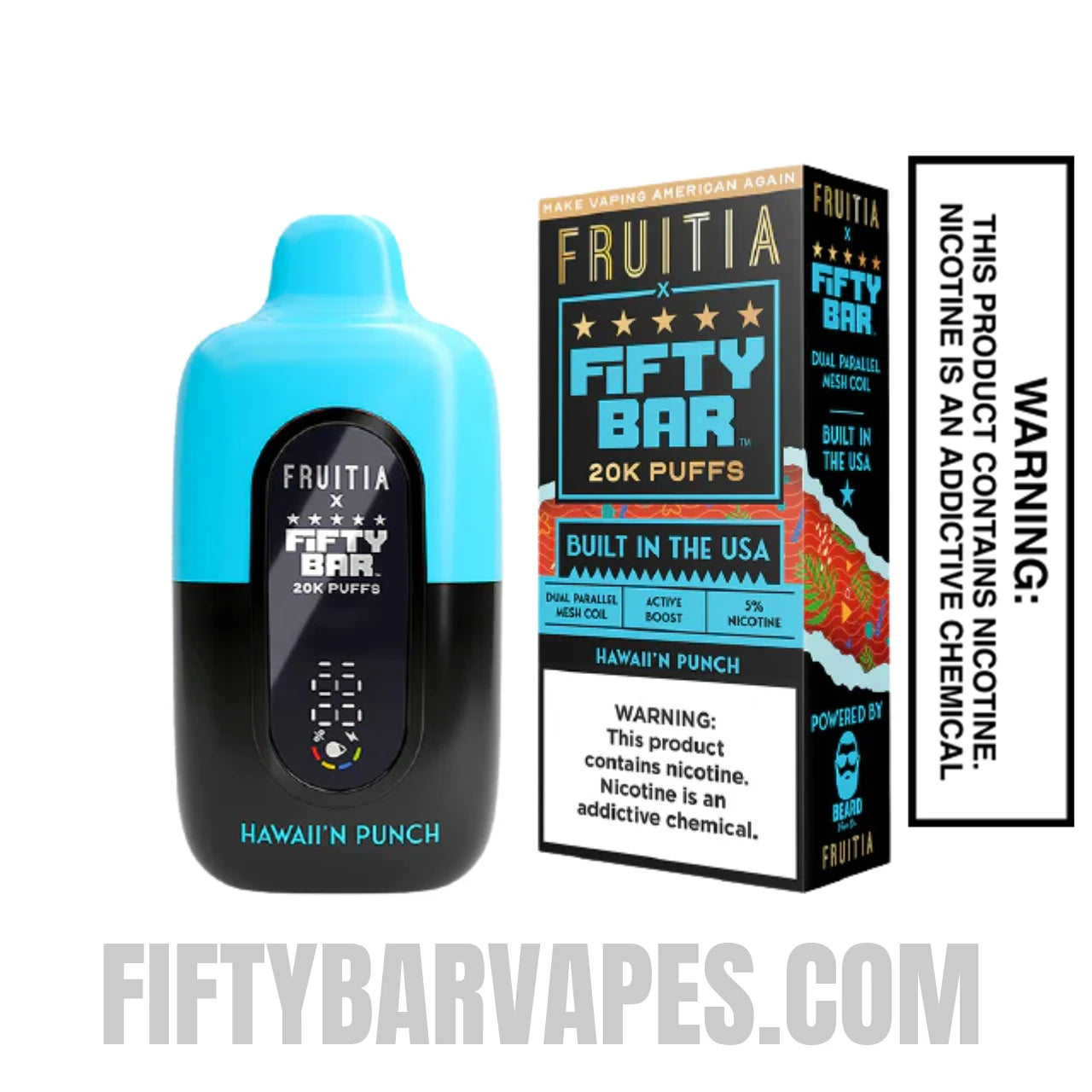 Hawaii'n Punch Fruitia X Fifty Bar 20K Vape With Package Box Hawaii'n Punch Fruitia X Fifty Bar 20K Vape With Package Box