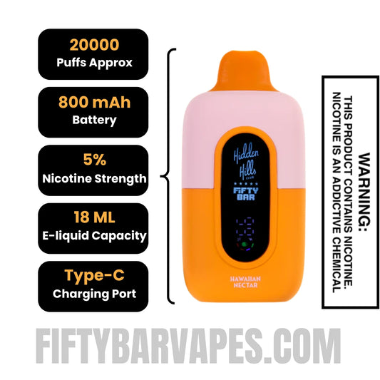 Hawaiian Nectar Hidden Hills X Fifty Bar Vape Specifications Hawaiian Nectar Hidden Hills X Fifty Bar Vape Specifications