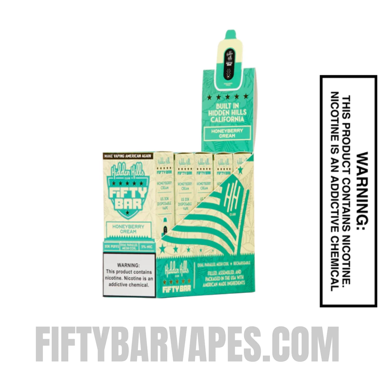 Honeyberry Cream Hidden Hills X Fifty Bar Vape With Bundle Pack Honeyberry Cream Hidden Hills X Fifty Bar Vape With Bundle Pack