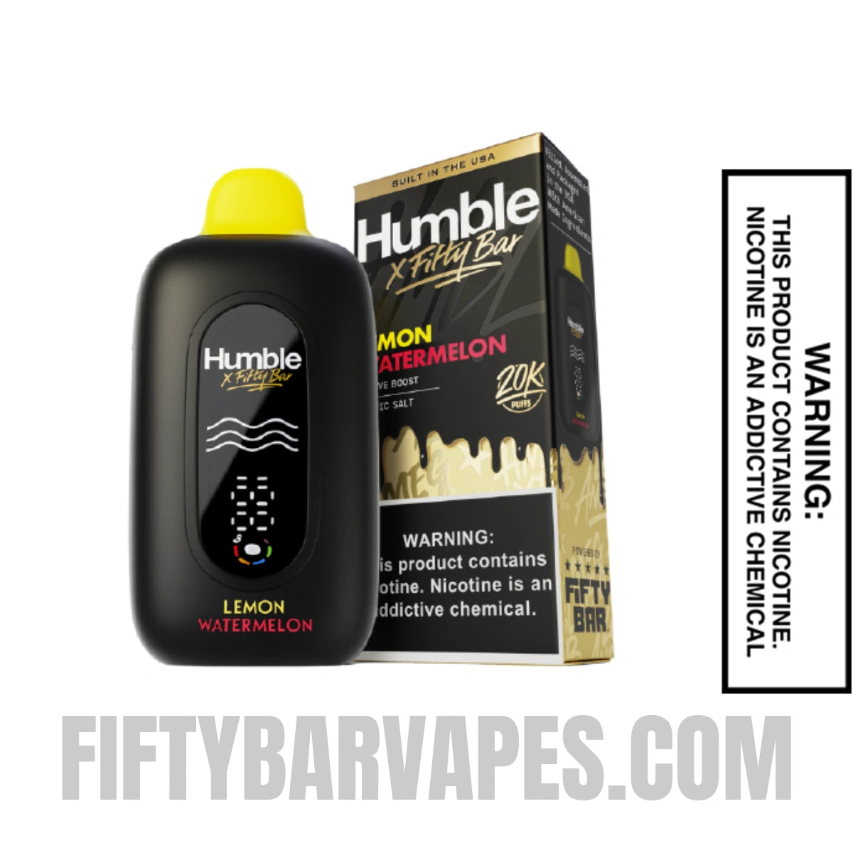 Lemon Watermelon Humble x Fifty Bar 20K Disposable Vape with package box Lemon Watermelon Humble x Fifty Bar 20K Disposable Vape with package box