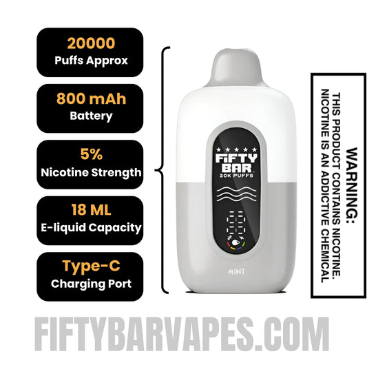 Mint Fifty Bar 20k Disposable Vape Specifications Mint Fifty Bar 20k Disposable Vape Specifications