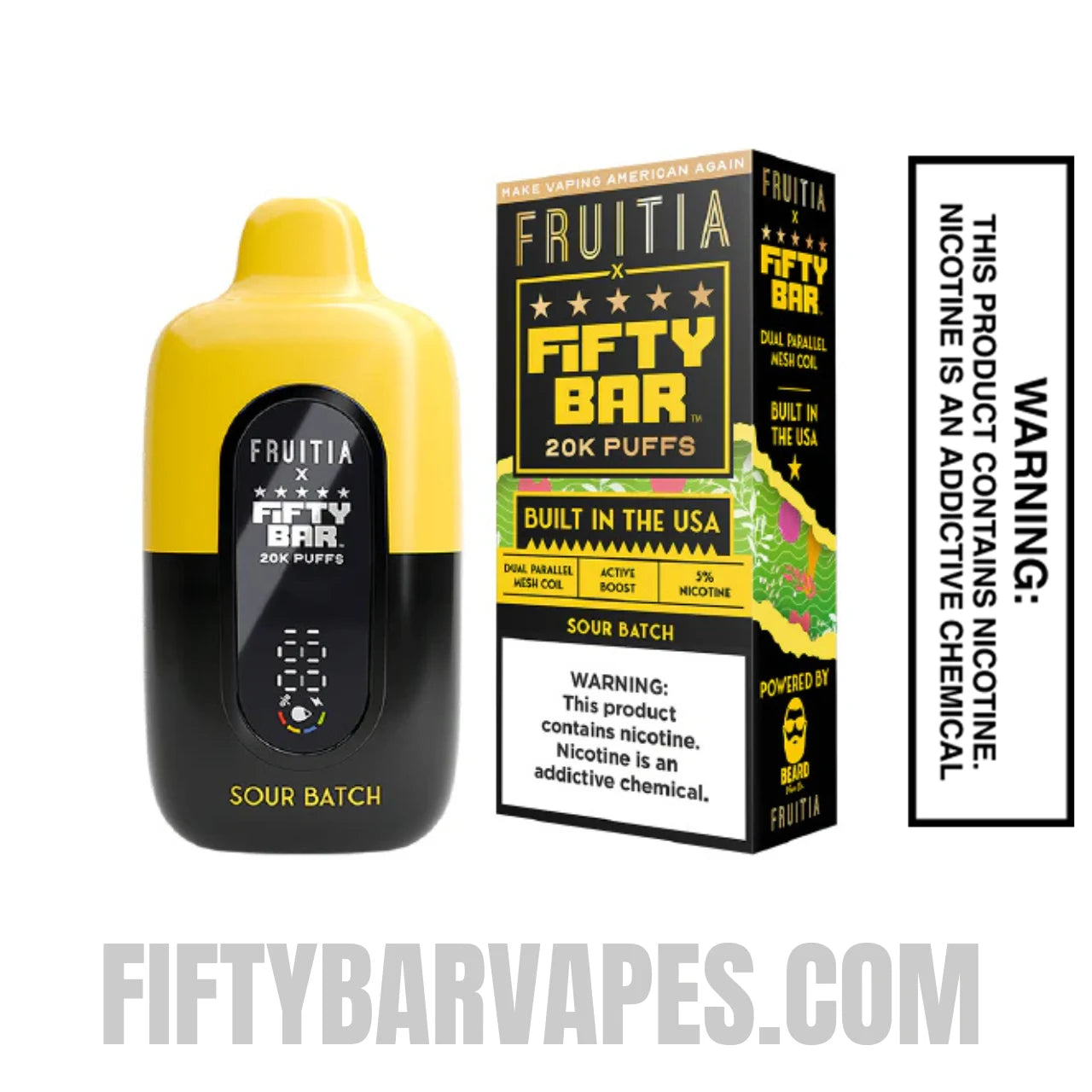 Sour Batch Fruitia X Fifty Bar 20K Vape With Package Box Sour Batch Fruitia X Fifty Bar 20K Vape With Package Box