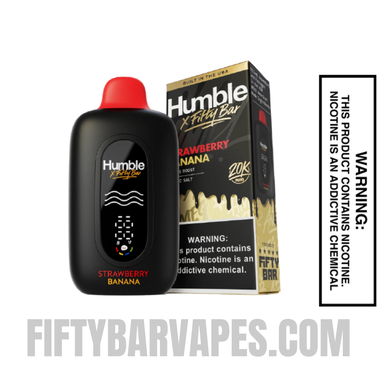 Strawberry Banana Humble x Fifty Bar 20K Disposable Vape with package box Strawberry Banana Humble x Fifty Bar 20K Disposable Vape with package box