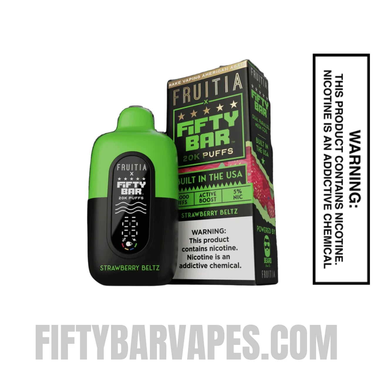 Strawberry Beltz Fruitia X Fifty Bar 20K Vape With Package Box Strawberry Beltz Fruitia X Fifty Bar 20K Vape With Package Box