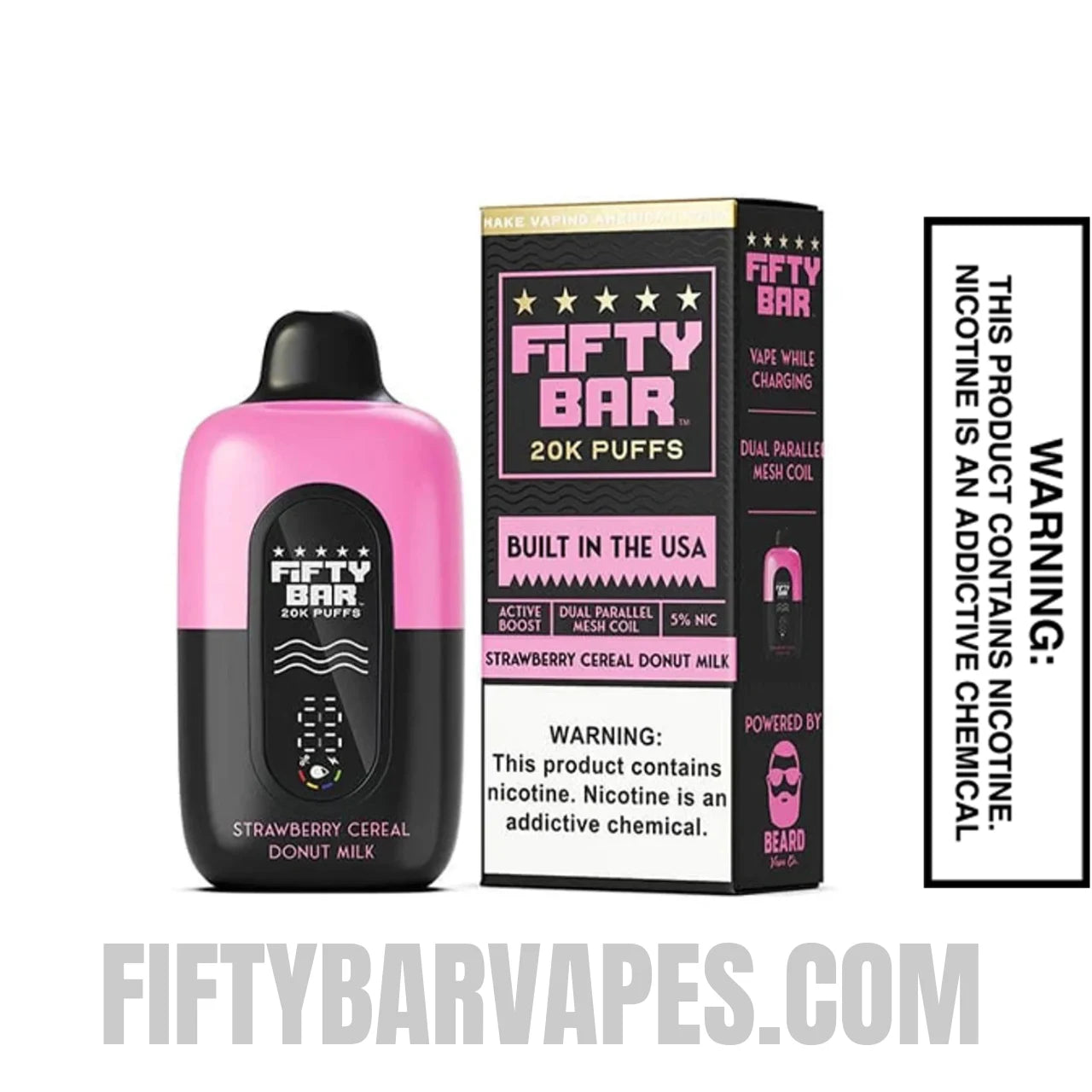 Strawberry Cereal Donut Milk Fifty Bar 20k Disposable Vape With Package Box Strawberry Cereal Donut Milk Fifty Bar 20k Disposable Vape With Package Box