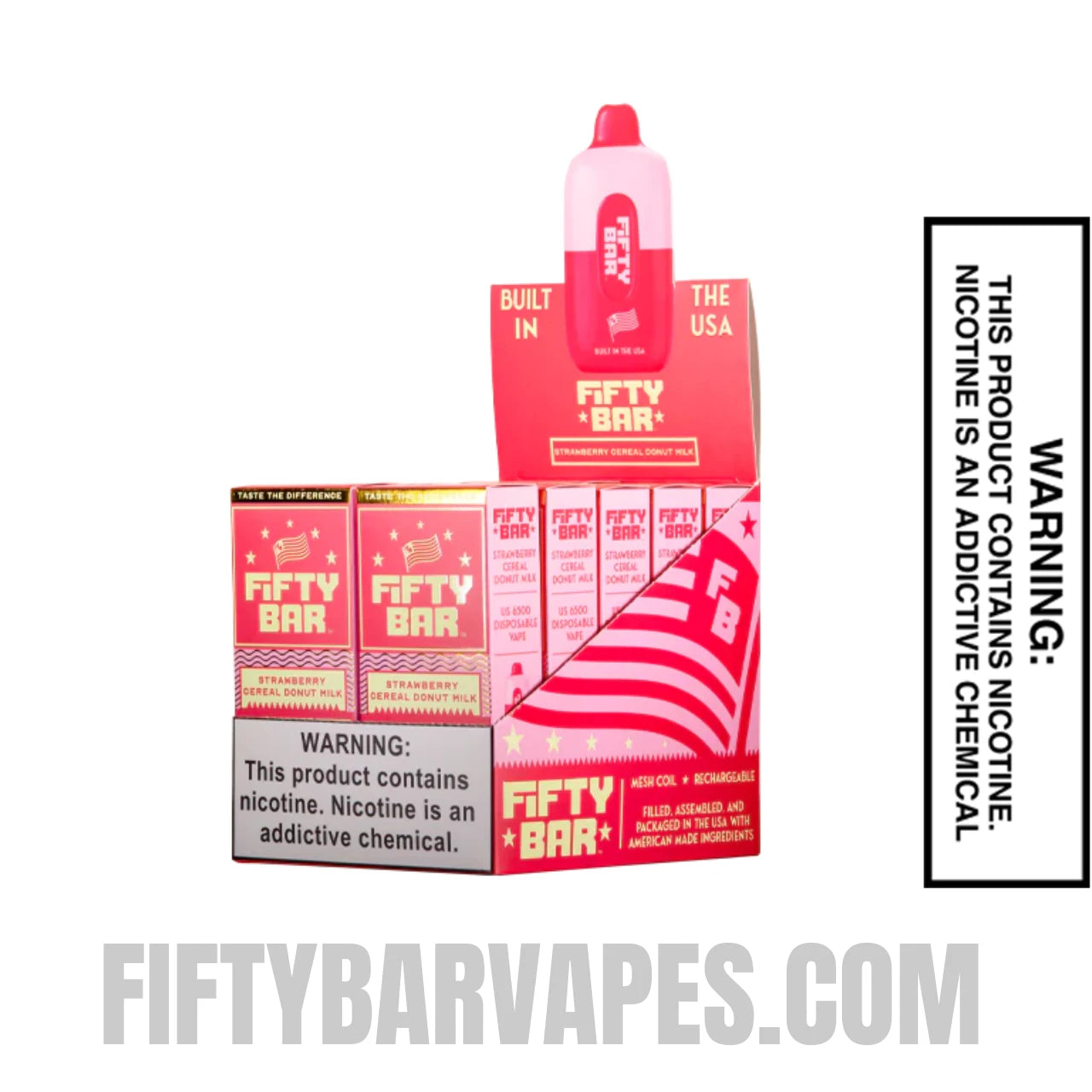 Strawberry Cereal Donut Milk Fifty Bar 20k Disposable Vape With bundle Pack Strawberry Cereal Donut Milk Fifty Bar 20k Disposable Vape With bundle Pack