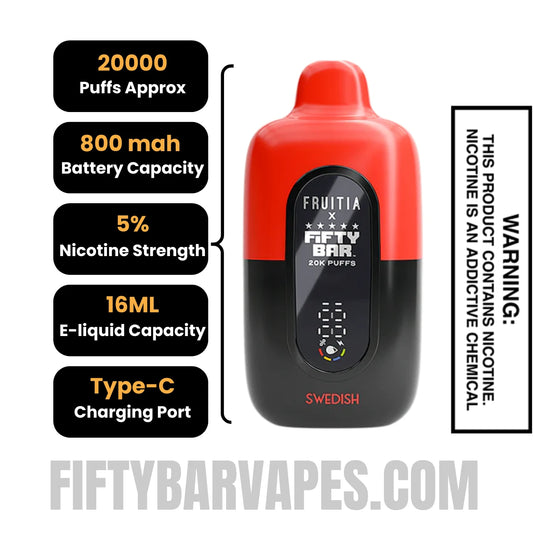Swedish Fruitia X Fifty Bar 20K Vape  Swedish Fruitia X Fifty Bar 20K Vape