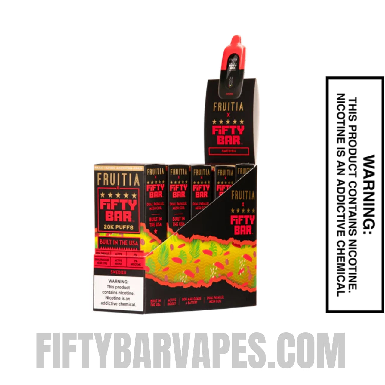 Swedish Fruitia X Fifty Bar 20K Vape With Package Box Swedish Fruitia X Fifty Bar 20K Vape With Package Box