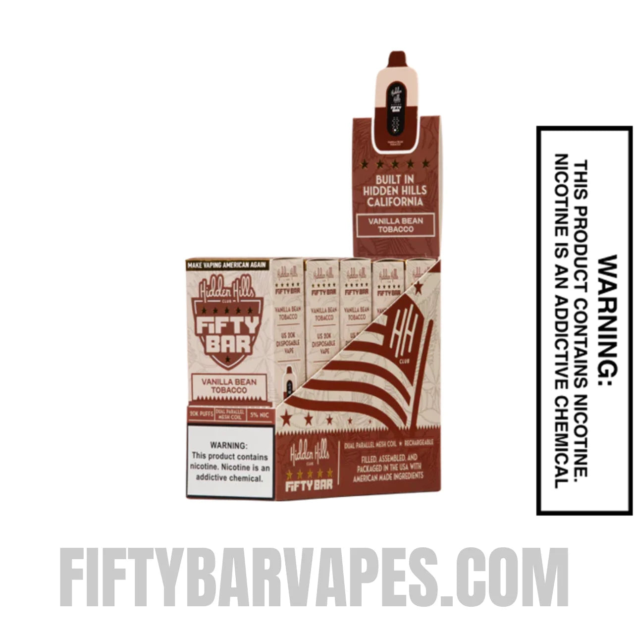 Vanilla Bean Tobacco Hidden Hills X Fifty Bar Vape With Bundle Pack Vanilla Bean Tobacco Hidden Hills X Fifty Bar Vape With Bundle Pack
