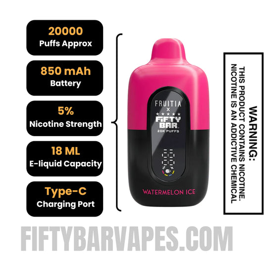 Watermelon Ice Fruitia X Fifty Bar Vape Specification Watermelon Ice Fruitia X Fifty Bar Vape Specification