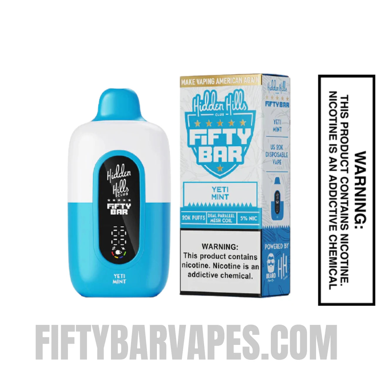 Yeti Mint Hidden Hills X Fifty Bar Vape With Package Box Yeti Mint Hidden Hills X Fifty Bar Vape With Package Box