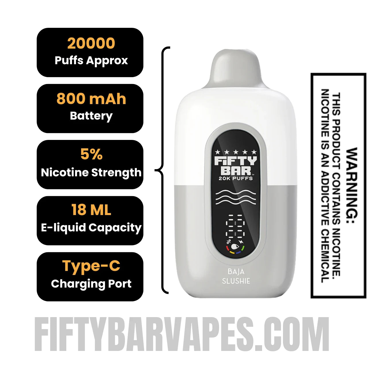 Baja Slushie Fifty Bar 20k Disposable Vape Specifications