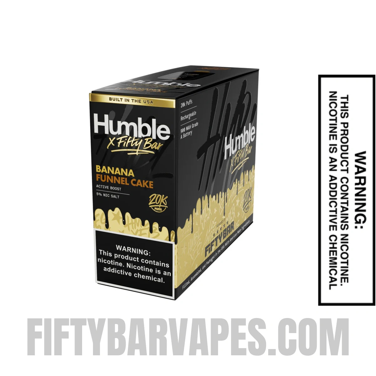 Banana Funnel Cake Humble x Fifty Bar 20K Disposable Vape with bundle box