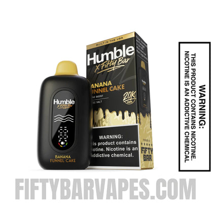 Banana Funnel Cake Humble x Fifty Bar 20K Disposable Vape with package box