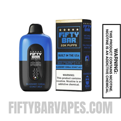 Blueberry Cereal Donut Milk Fifty Bar 20K Disposable Vape With Package Box