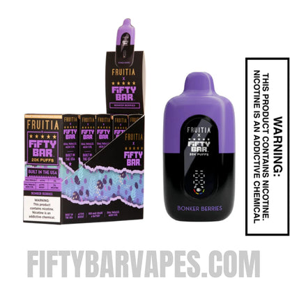 bonkers disposable vape Bonker Berries Fruitia X Fifty Bar 20K Vape
