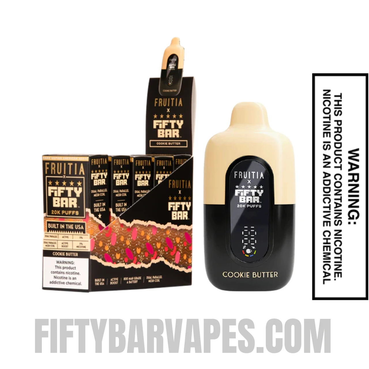 Cookie Butter Fruitia X Fifty Bar 20K Vape With Bundle Pack