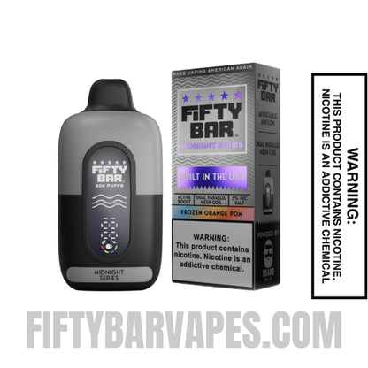 Frozen Orange Pom Fifty Bar 20K Midnight Series Disposable Vape with package box