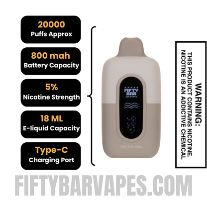 Frozen Pina Fifty Bar 20K Texas Edition Disposable Vape Specifications