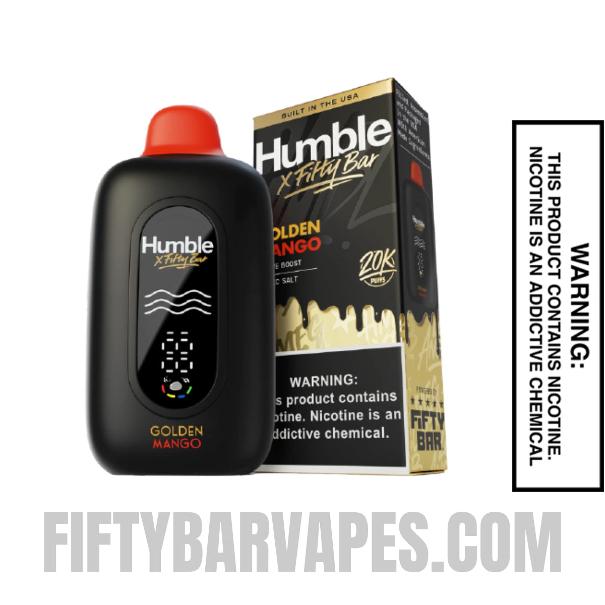 Golden Mango Humble x Fifty Bar 20K Disposable Vape with package box