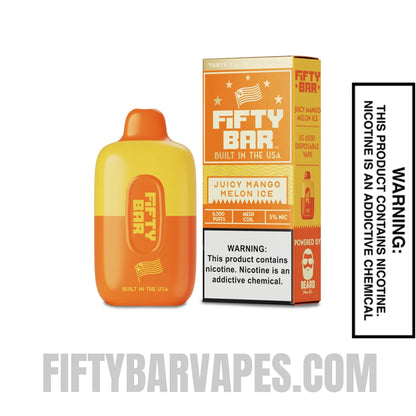 Juicy Mango Melon Ice Fifty Bar 6500 Puffs Disposable Vape With Package Box