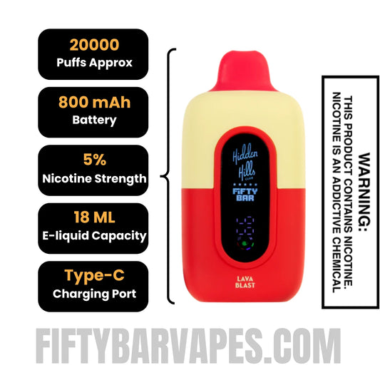 Lava Blast Hidden Hills X Fifty Bar Vape Specifications