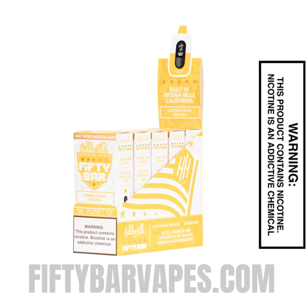 Lemon Cake Dough Hidden Hills X Fifty Bar 20k Disposable Vape With Bundle Pack