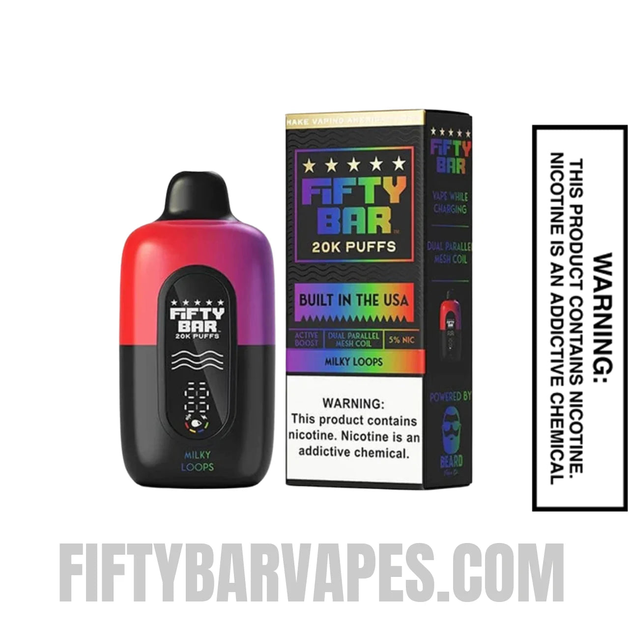 Milky Loops Fifty Bar 20k Disposable Vape With Package Box