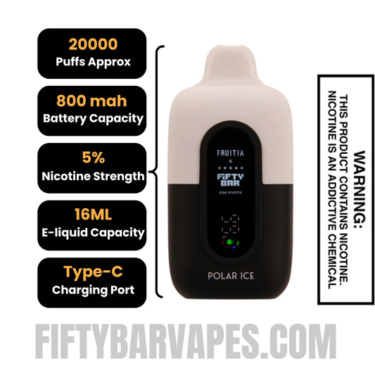 Polar Ice Fruitia X Fifty Bar 20K Vape Specifications