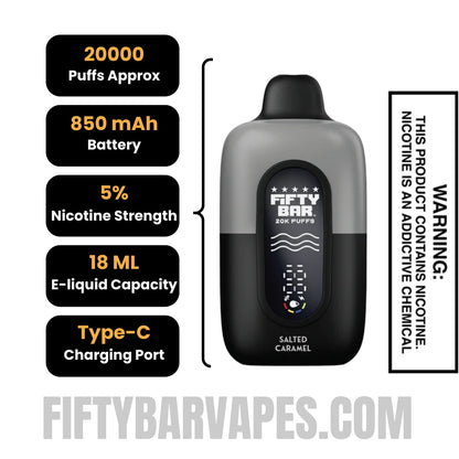 Salted Caramel Fifty Bar 20K Disposable Vape Specifications