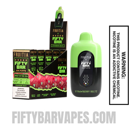 Strawberry Beltz Fruitia X Fifty Bar 20K Vape With Bundle Pack