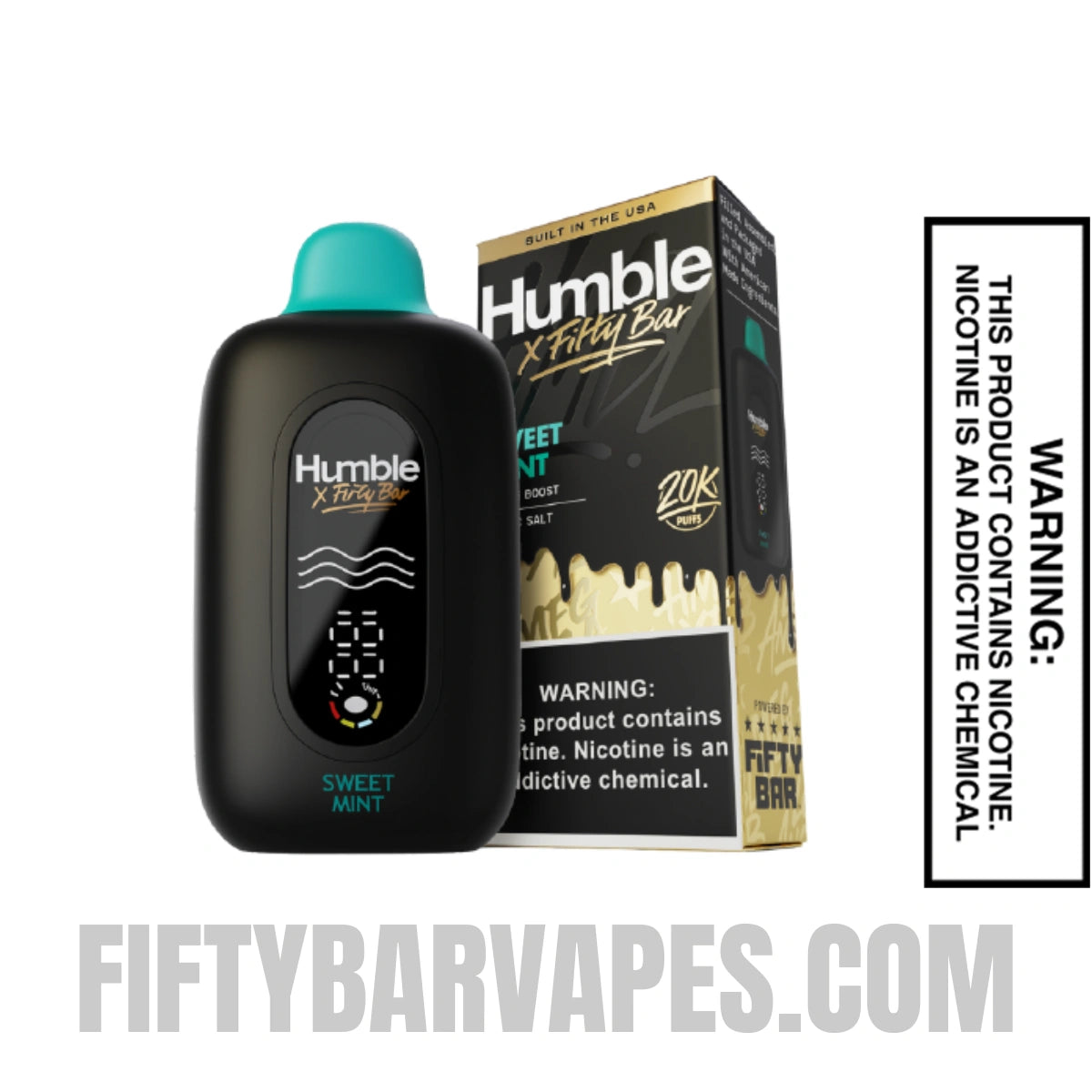 Sweet Mint Humble x Fifty Bar 20K Disposable Vape with package box