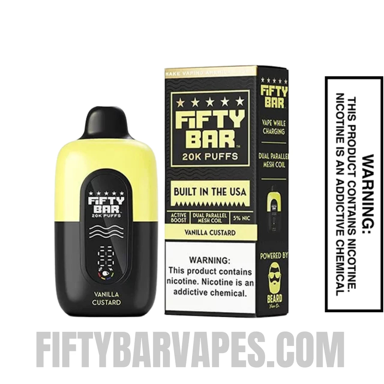 Vanilla Custard Fifty Bar 20k Disposable Vape With Package Box