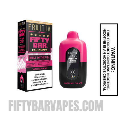 Watermelon Ice Fruitia X Fifty Bar Vape with package box