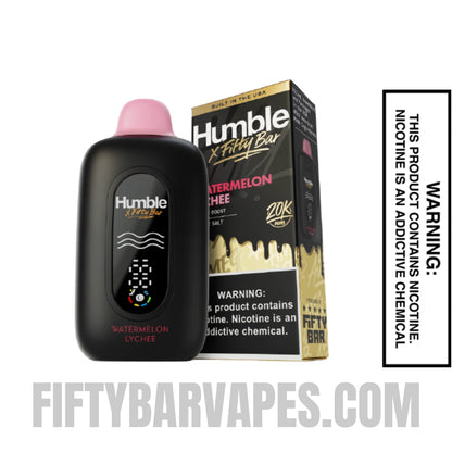 Watermelon Lychee Humble x Fifty Bar 20K Disposable Vape with package box