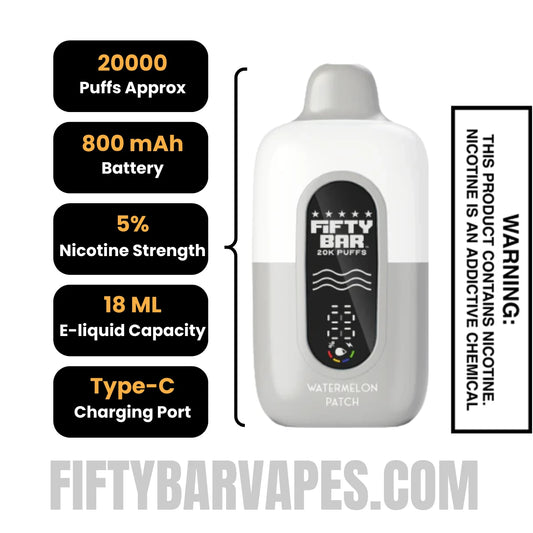 Watermelon Patch Fifty Bar 20k Disposable Vape Specifications